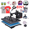 DS-8 IN 1 Loại Kết Hợp Máy Ép Truyền Nhiệt Cho Áo Thun Cốc Tập Uống Mũ Tấm Túi Thăng Hoa In