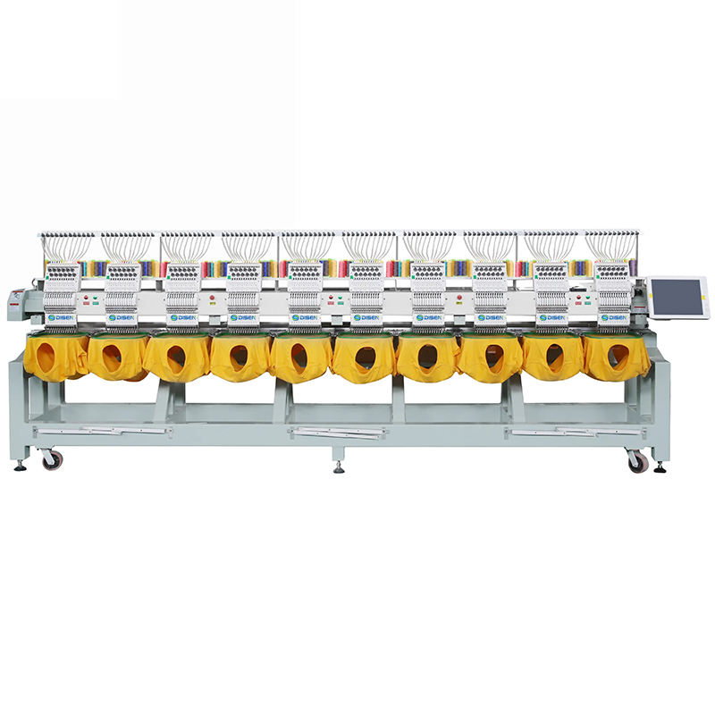 Chất lượng 10 máy thêu đầu mũ/áo phông/quần áo/máy thêu tự động phẳng 