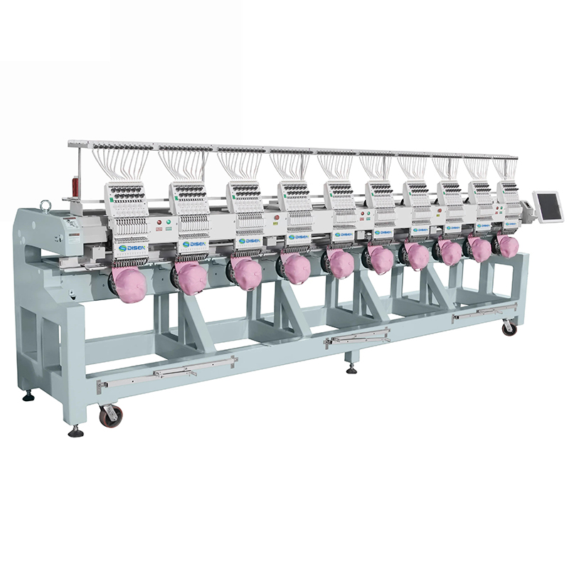 Chất lượng 10 máy thêu đầu mũ/áo phông/quần áo/máy thêu tự động phẳng 