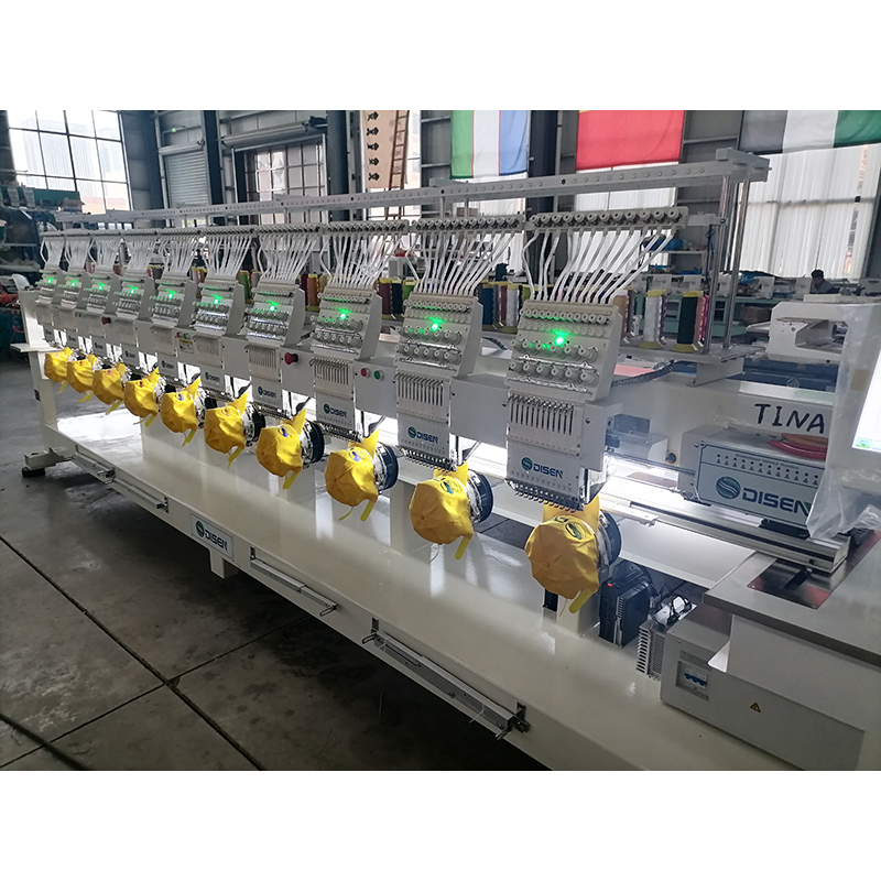 Chất lượng 10 máy thêu đầu mũ/áo phông/quần áo/máy thêu tự động phẳng 